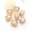 Pacote Banhado a Ouro 14K Cor Alta Escada Quadrada Cheio de Contas de Zircônia Roda de Furo Grande Contas Balde Contas de Cristal para Pulseira DIY