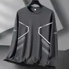 Camiseta masculina de manga comprida, estilo esportivo casual, gola redonda, camiseta de manga comprida estampada, camiseta masculina