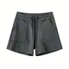 Verano Modal Deportivo Casual Pantalones Cortos Negros Mujer Verano Cordón Doble Bolsillo Adelgazante Yoga Suelto Delgado Cintura Alta