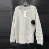 2025 Novo Outono Início Malha Francesa Gola V Flor Estéreo Feminina Moda Coreana Solta Casual Top de Tricô