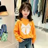 Camiseta básica para niñas, nuevo estilo coreano otoño 2026, camiseta de manga larga con estampado de dibujos animados, top de moda de algodón puro para niños mayores