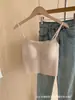 Camisola strapless de color liso con cuello redondo, soporte suave de tira de gelatina, a la moda, cómoda, transpirable, con copas fijas y espalda de encaje