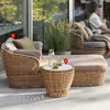 Sofá de Rattan Oco Personalizado para Jardim, Varanda Aberta, Pátio, Terraço de Hotel, Combinação de Cama e Cadeira de Rattan à Prova d'Água