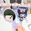 Pente e espelho de mão fofos e estilosos da Kuromi, My Melody e Cinnamoroll para retoques de maquiagem portáteis