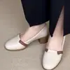 Zapatos bajos retro de estilo francés para mujer, nuevo modelo de otoño 2026, slip-on de cuero suave, punta redonda, tacón grueso, zapatos versátiles para ir al trabajo para madres