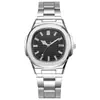 Reloj de Pulsera Deportivo de Cuarzo Cuadrado para Hombre con Calendario Correa de Acero Inoxidable Reloj de Negocios