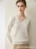 Nuevo Suéter de Punto de Cuello V 100% Cachemira Pura Otoño/Invierno para Mujer, Ajuste Holgado Camisa Base de Punto Versátil