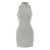 Vestido bodycon sin mangas de cuello alto, puramente seductor y sexy para mujer, adelgazante y favorecedor, en azul, realza el cutis, elegante vestido tipo tank para verano
