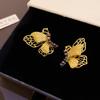 Pendientes de mariposa de diamantes de alta gama, joyería antigua de estilo medio, ligeros y de lujo, pendientes vintage de estilo corte real, pendientes exquisitos.