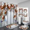 Cortina de Ducha para Baño Amazon Morado Floral Estampado Digital Poliéster Impermeable Serie de Flores Directo del Fabricante
