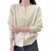 Cardigan Chaqueta de Punto Trenzado Holgado Adelgazante Estilo Coreano Nuevo Primavera/Otoño Mujer Cuello Redondo Versátil Casual Top de Punto