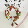 Fabricantes fornecem pulseira de cerâmica de liga novo estilo chinês feito à mão versátil estilo nacional pulseira de cerâmica de círculo duplo estilo étnico minoritário