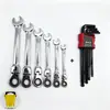 Jogo de Chaves Combinadas Manuais 72 Dentes Cr-V Catraca Ajustável Aço Carbono #45 Soquete Sextavado Ferramentas para Reparo Automotivo
