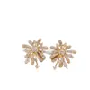 Lindos Brincos de Fogos de Artifício Dourados com Diamantes para Mulheres, Luxo Acessível, High-End, Brincos Elegantes e Atmosféricos, Brincos com Pino de Prata 925