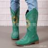 En stock comercio exterior Botas retro para mujer 2023 otoño e invierno Nuevas europeas y americanas Comercio exterior tacón grueso talla grande botas bordadas