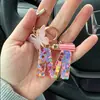 Llavero de moda con letras rosas, lentejuelas de amor, borla de mariposa, llavero, accesorios de colgante de epoxi de cristal para damas