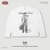BE Roupas Masculinas Outono Europeu e Americano Retro Moda de Rua Marca Boxy Textura Waffle Bordado Estampa Direta Manga Longa Blusa Masculina