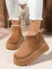 Botas de Nieve Elásticas sin Cordones, Modernas y Cómodas, Novedad Otoño e Invierno 2025, Exportación Europea y Americana, Talla Grande, Punta Redonda, Suela Gruesa, Zapatos de Algodón