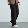 Calças Casuais Masculinas 2026 Verão Cintura Elástica Soltas Versão de Perna Larga Juventude Casual Toque Gelado Leves Calças de Tencel Linho