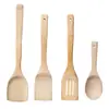 Conjunto de Espátulas de Bambu, Espátula de Bambu, Espátula de Cozinha Antiaderente, Colher de Arroz, Espátula Chinesa de Bambu com Cabo Longo