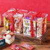 Caja de regalo de Año Nuevo, caja de regalo acrílica con forma de copo de nieve, galletas, turrón y caramelo.