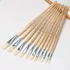 Set de Pinceles para Pintura al Óleo de Cerdas de Cerdo Transfronterizo con Mango de Madera, Pinceles Planos, Pinceles para Gouache, Pinceles para Acrílico y Pinceles Artísticos Especializados