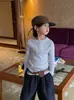 Suéter Base Inverno 2026 Cheese and Meow Boy Costela Vertical Meio Botão Tamanho Médio a Grande Roupa Íntima Infantil Top de Tricô
