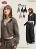 Ropa de Mujer 2025 Otoño Estilo Retro Europeo y Americano Chica Caliente Suéter Camiseta de Manga Larga con Capucha Plisada Corta para Mujer