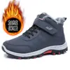 Botas de Neve Novas de Inverno Transfronteiriças para Homens 2026 Couro Velcro Forradas com Lã Sapatos de Algodão Tamanho Grande Outdoor Botas de Algodão com Solado Espesso
