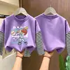 Camiseta de manga larga para niño, imitación dos piezas, algodón puro, nuevo estilo otoño 2026, para niños mayores, top básico para primavera y otoño