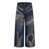 Calça Jeans Masculina Jiayiku 2025 Novo Estilo Americano High Street Ro Patchwork Tingido Lavado Perna Larga Solta