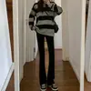 Pantalones de Jean Micro-La para Mujer 2024 Nuevo Otoño e Invierno Cintura Alta Ajustados de Pierna Ancha Azul Retro Ajustados Pantalones de Herradura Altos