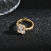 Anillo de circonita con incrustaciones cuadradas de estilo coreano para mujer, moderno y distintivo, diseño de nicho moderno, estilo frío, anillo de celebridad de Internet, pulsera.