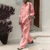 Amazon 2025 Otoño Nuevo Conjunto de Dos Piezas para Mujer de Comercio Exterior Transfronterizo: Camisa de Manga Larga y Pantalones Sueltos