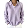 Suéter de punto acanalado con cuello camisero, estilo polo, para Amazon transfronterizo europeo y americano 2026, suéter casual de punto fino, holgado, adelgazante, para primavera y otoño, con cuello en V