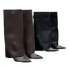 Botas de Caballero Nuevas de Punta con Tacón Alto para Otoño e Invierno Botas de Pierna Larga con Tacón de Aguja Europeas y Americanas Botas por Encima de la Rodilla para Mujer