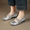 Cómodos para los pies, bailarinas plateadas que aumentan la altura para mujer 2026, zapatos de cuero sin cordones, versátiles zapatos Mary Jane para mujer