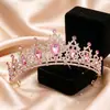 Coroa de Noiva Europeia e Americana Transfronteiriça Pente de Cabelo de Casamento Atacado Cristalino Adorno de Cabeça de Noiva Coroa Faixa de Cabeça para Aniversário de Meninas Acessórios de Cabelo