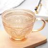 Vidro vintage nórdico ins Dourado com borda girassol conjunto copo de vidro em relevo fabricantes de chá com leite