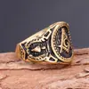 Ebay Anillo de titanio y acero europeo y americano joyería para hombre al por mayor acero inoxidable Anillo masónico G una generación