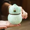 Quemador de Incienso Pequeño de Cerámica Fulu Calabaza Portainciensos Quemador de Aromaterapia Adorno Pequeño Estilo Zen para Interiores del Hogar Bandeja de Incienso para Mesa de Té China