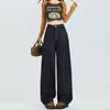 Jeans de Pierna Ancha Sueltos de Cintura Alta con Bolsillos Patchwork de Otoño 2025 para Mujer, Pantalones Rectos Sueltos Adelgazantes de Largo hasta el Suelo