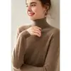 Suéter de malha feminino simples de cor sólida com gola alta para o início do outono, de caxemira, para usar por baixo, modelador, clássico básico para o trabalho