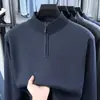 Comercio Exterior 2026 Suéter de Punto Grueso con Forro Polar de Media Cremallera para Hombre Invierno Nuevo Estilo Prenda Única de Polar Cálida Camisa Base
