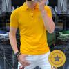 Camisa Polo de Manga Corta de Moda para Hombre con Estrella de Cinco Puntas de Pedrería, Corte Ajustado, Cómoda, Versátil, Transpirable, Top de Moda para Hombre