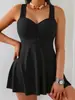 2026 Nuevo Conjunto de Tankini con Estampado Estilo Europeo y Americano, Cordón y Pantalones Cortos tipo Boxer, Bikini de Dos Piezas Talla Plus para Mujer