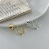 Chapado en Cobre con Oro Real Plata S925 Aguja Estilo Metálico Pendientes Ovalados en Forma de C Estilo Sencillo para el Trabajo Pendientes de Botón de Alta Gama
