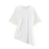 Comércio Exterior Transfronteiriço Roupas Femininas Verão 2026 Novo Estilo Europeu e Americano Moda T-shirt Assimétrica com Renda e Patchwork 4770707