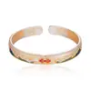 Pulseira de Prata Pura 9999 com Padrão de Nuvem Esmaltada Dourada, Design Aberto, Pulseira de Prata Sólida em Estilo Chinês com Motivos de Montanha e Mar