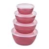 Ensaladera redonda de plástico de 4 piezas, lonchera portátil fresca para exteriores con tapa, ensaladera, ensaladera para verduras